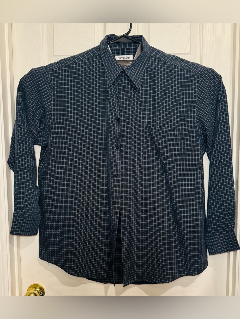 CHERESKIN Long Sleeve Button Down Shirt XL Rayon Blend 1990s Window Pane Plaid